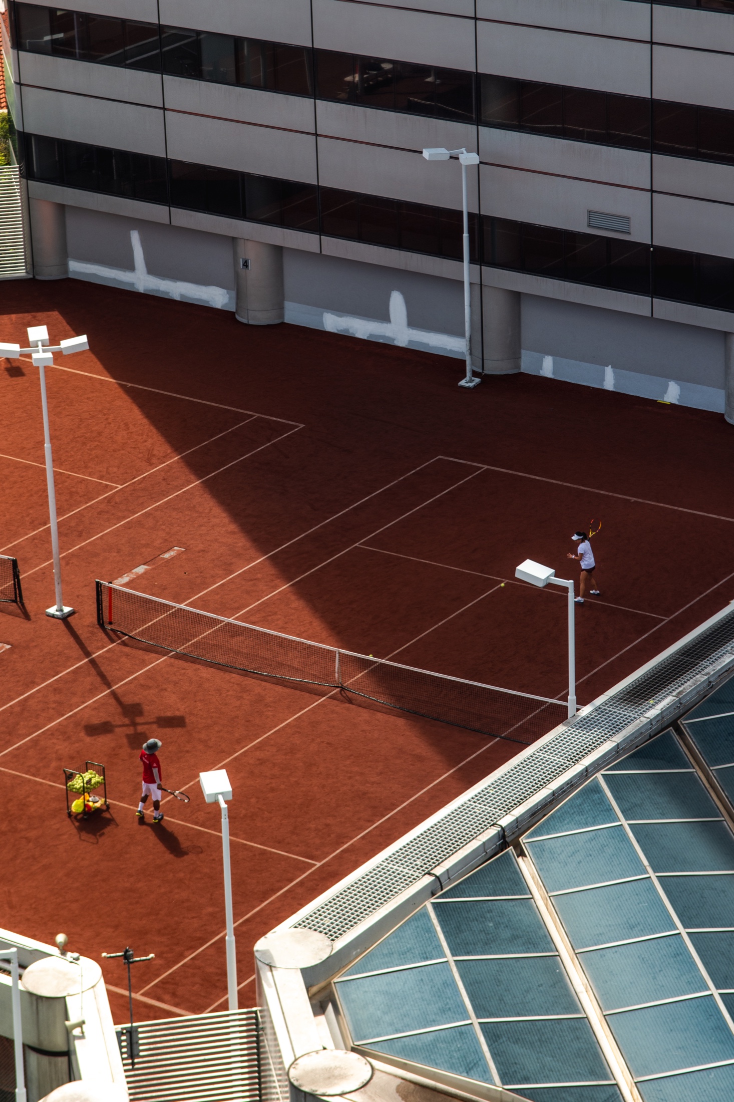 Tennis courts viewed from above